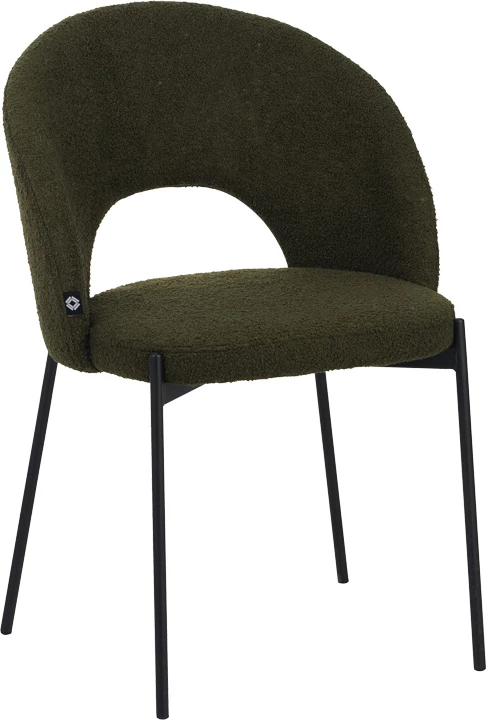 Karrige Masebo, pëlhurë bouclé, ngjyrë jeshile e errët, këmbë metalike të zeza, 68x66x82.5cm