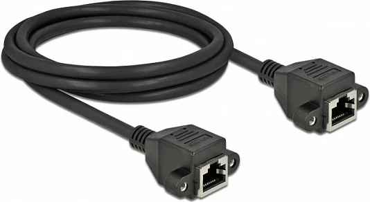 Kabllo zgjatëse rrjeti DeLOCK Cat6A, RJ45 femër-femër, 2 m, e zezë