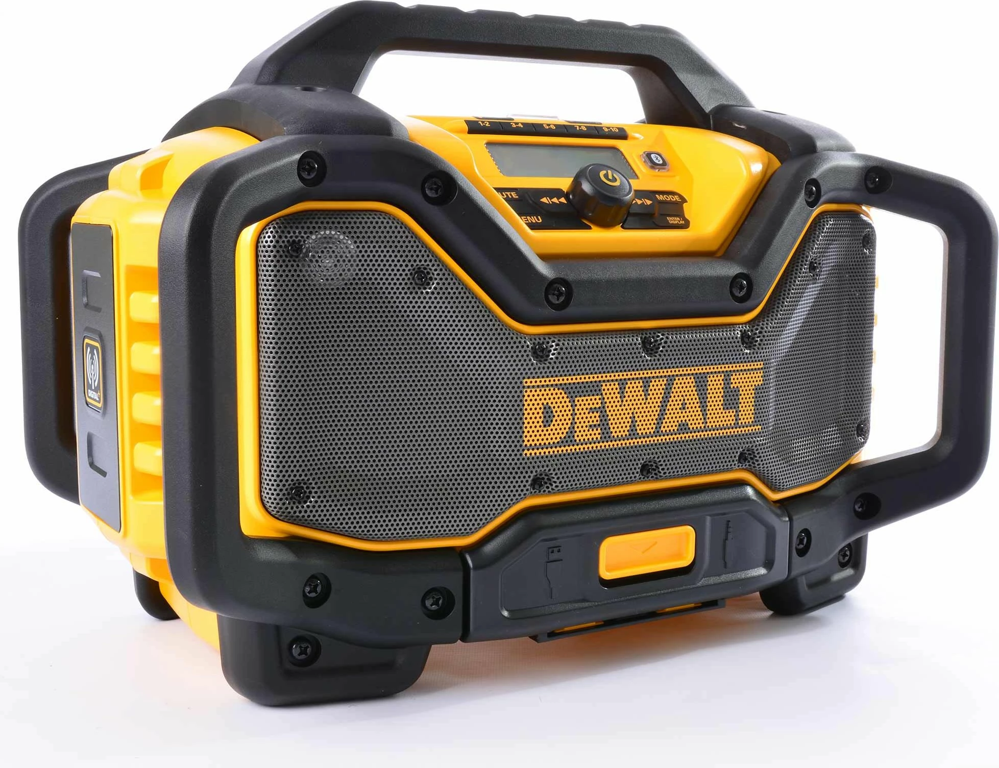 Radio kantieri DeWalt DCR027 DAB+ FM Bluetooth, karikues XR 18V/54V, 4 altoparlantë, verdhë/zi