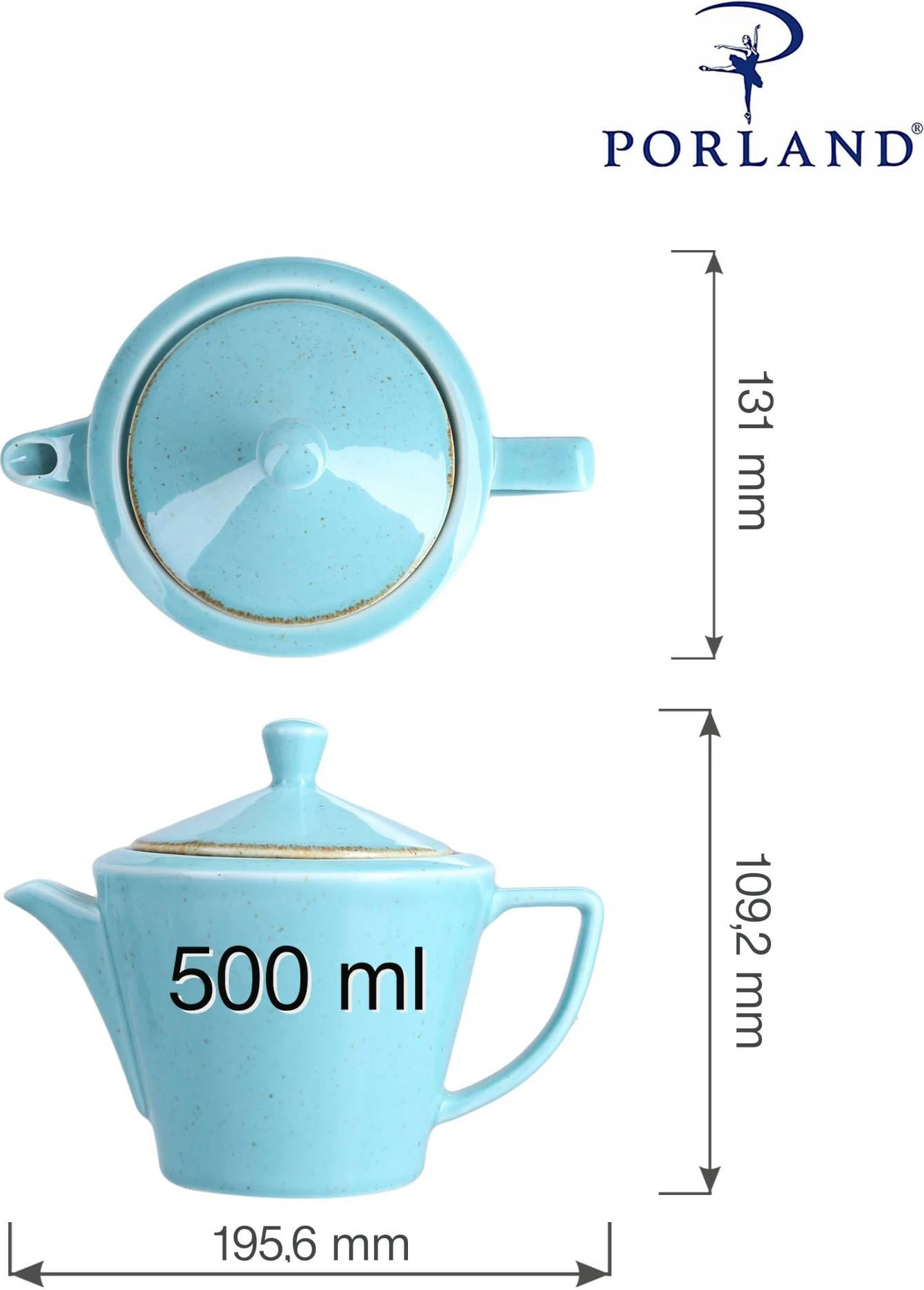 Çajnik Porland Seasons Laguna 500 ml, blu, set 6 copë