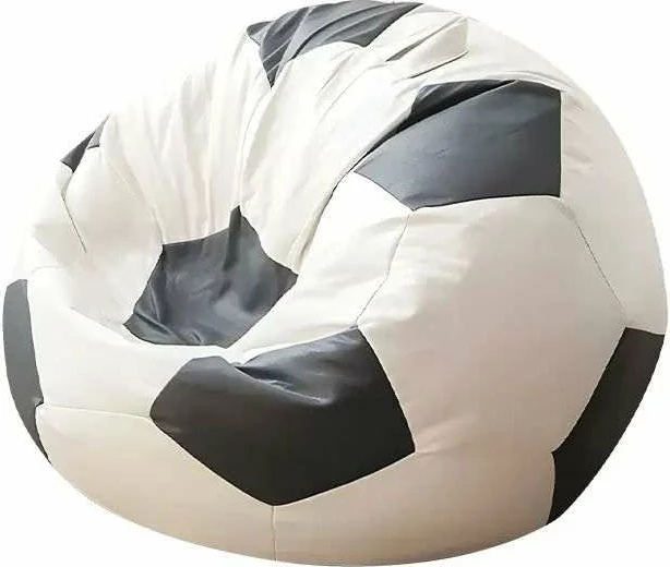 Puf futbolli i vogël, lëkurë PU, zi-bardhë