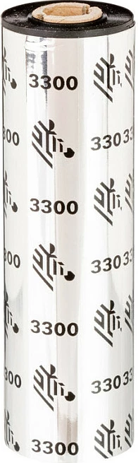 Ribon për printer Zebra 3300 Wax/Resin, 74 m, 64 mm, core 12 mm, 12 copë, i zi