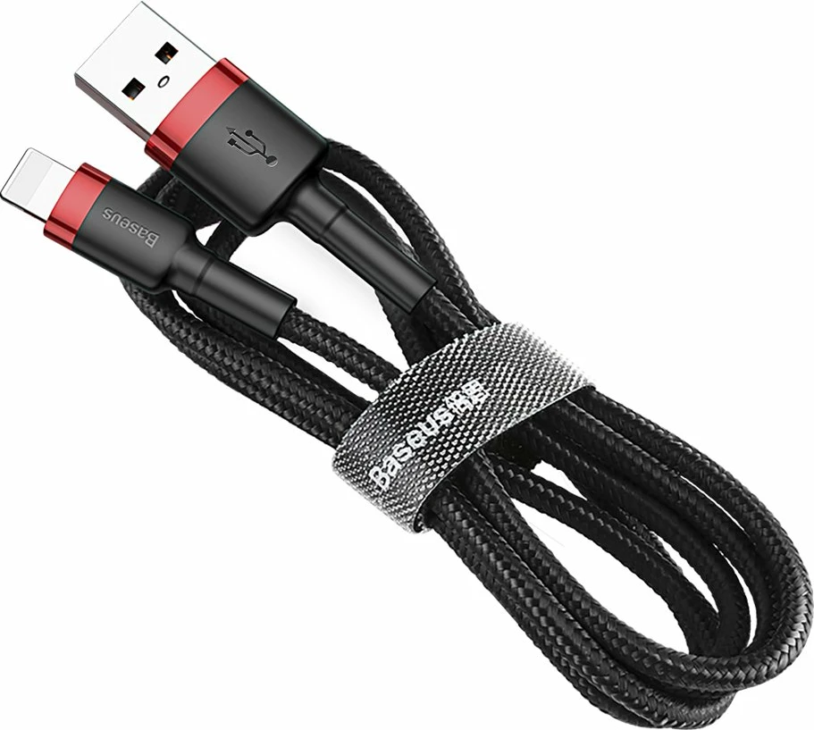 Kabllo Baseus Cafule CALKLF-R91, USB-A në Lightning, 3m, e zezë/kuqe