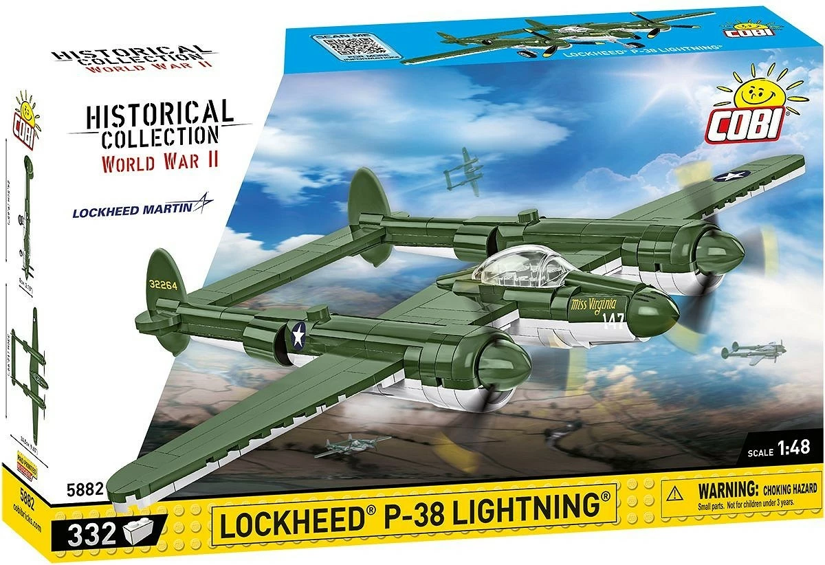 Set ndërtimi Cobi Klocki Lockheed P-38 Lightning, 332 pjesë, Jeshile