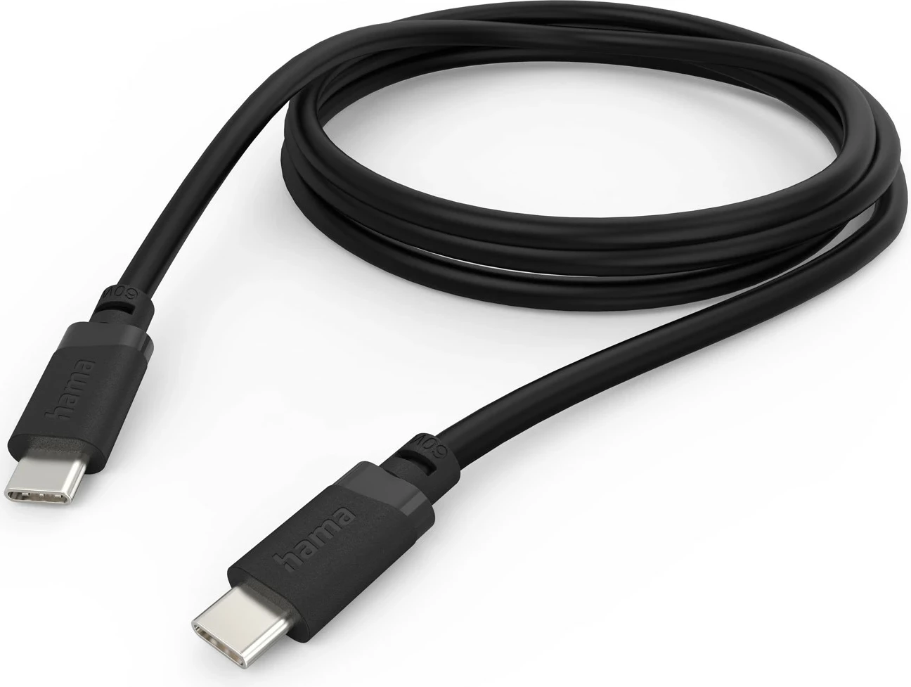 Kabllo Hama USB-C në USB-C, 2 m, PD 60W, e zezë