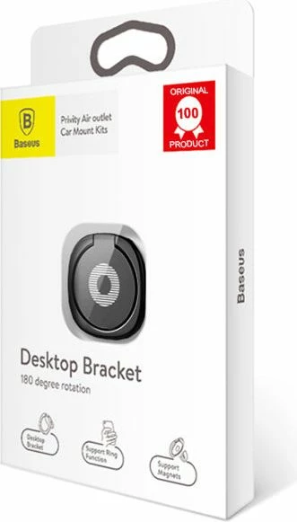 Mbajtës telefoni unazë Baseus Desktop Bracket SUMQ-01, metal, magnetik, me ngjitës 3M, për 4.5-6.8", i zi