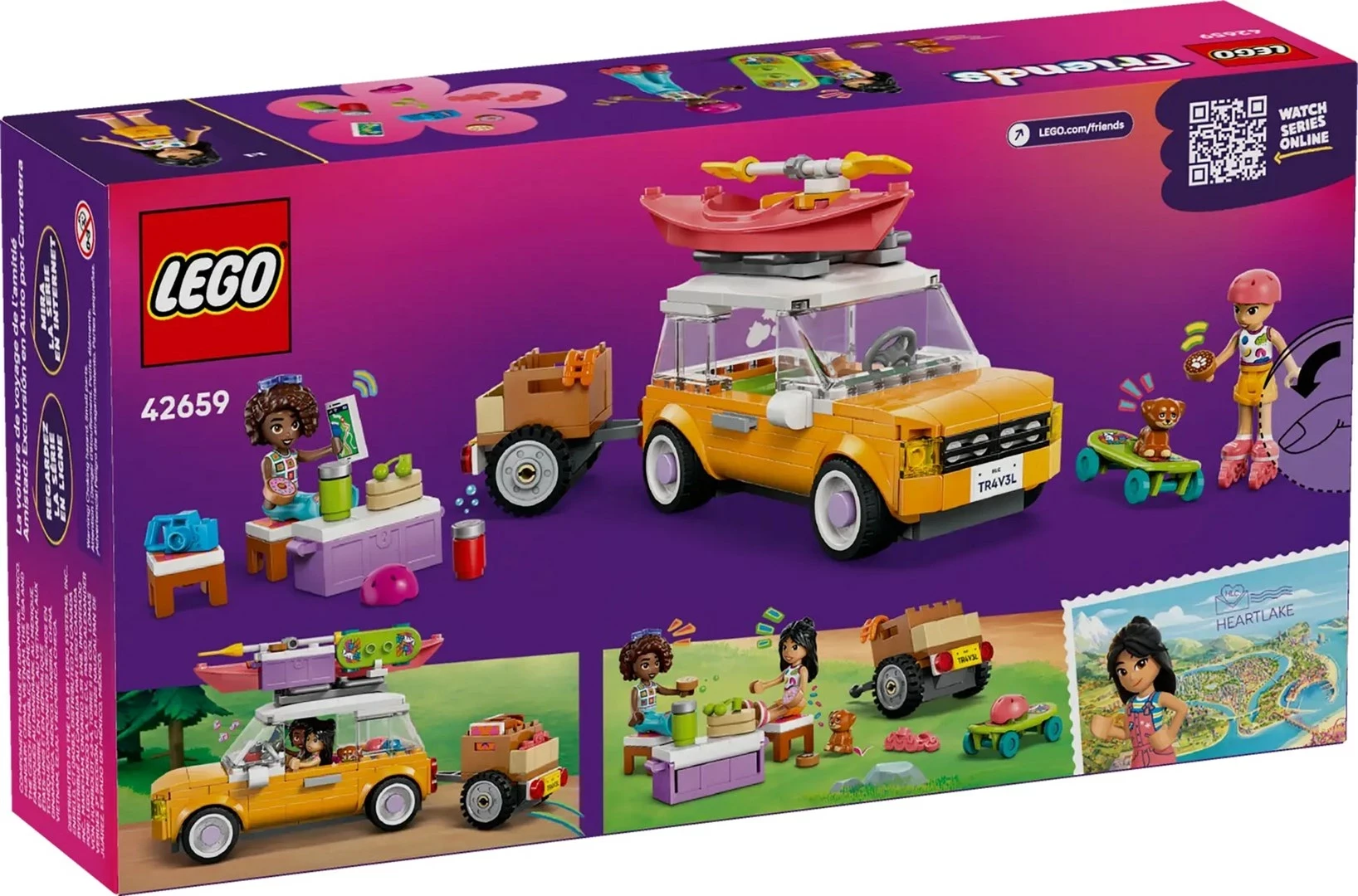 Set LEGO Friends Friendship Road-Trip Travel Car 42659, 220 pjesë, me 2 minifigura, për fëmijë 6+