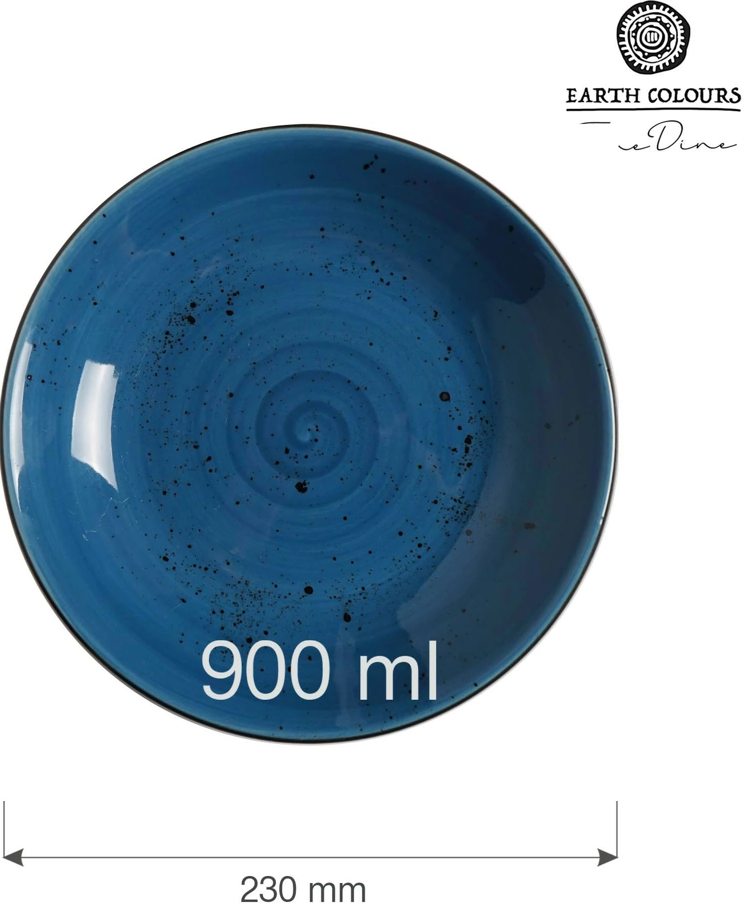 Pjatë coupe e thellë Fine Dine Iris 230 mm 900 ml porcelan, blu, set 6 copë