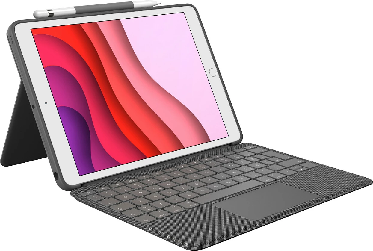 Mbështjellës Logitech Combo Touch për iPad (7th, 8th, dhe 9th generation), QWERTZ, Gjermanisht, Touchpad, Grafit
