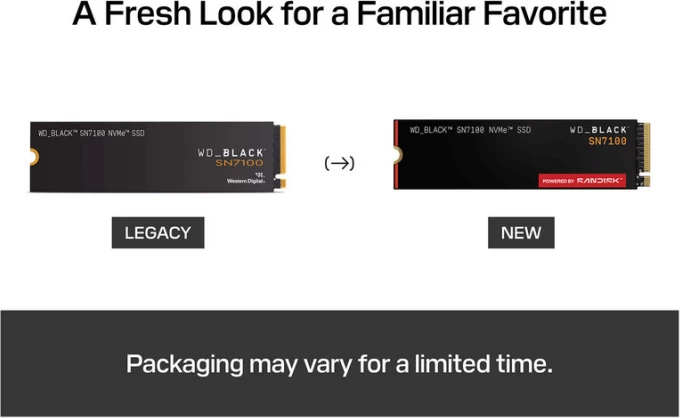 SSD disk SanDisk WD_BLACK SN7100 WDS100T4X0E 1TB M.2 2280 PCIe 4.0 NVMe 1.4, i zi