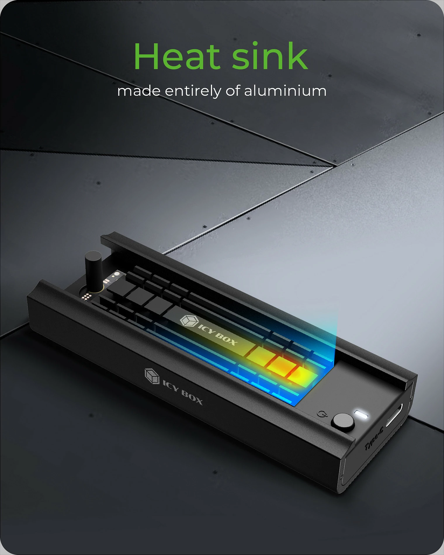 Enclosure për SSD ICY BOX IB-180MC-C31, M.2 NVMe/SATA, USB-C 10 Gbit/s, 2 TB, zi