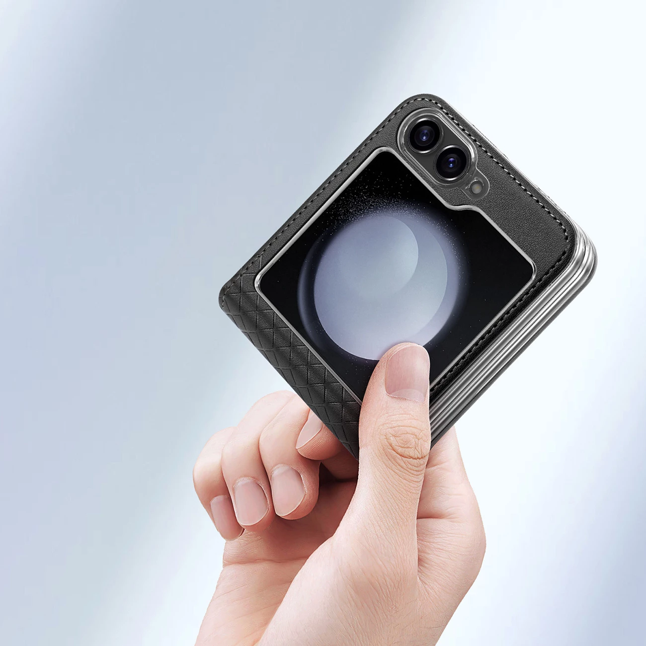 Mbështjellës Dux Ducis Brill për Samsung Galaxy Z Flip 6, lëkurë ekologjike, i zi