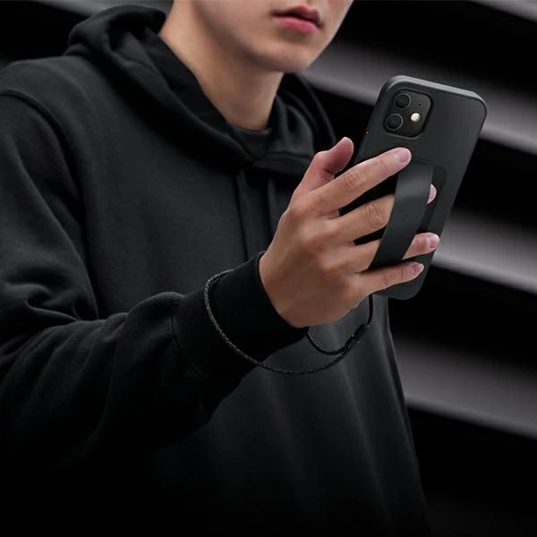 Mbështjellës UNIQ Heldro për iPhone 12 mini, me rrip FlexGrip dhe rrip dore, i zi