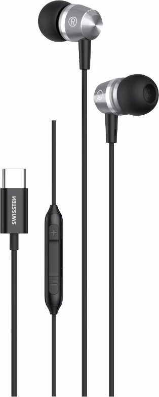 Kufje USB-C Swissten, metalike të zeza