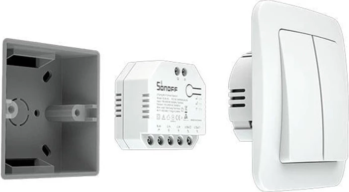 Switch i mençur Sonoff Dual R3, Wi-Fi, 2 kanale, matje e konsumit, i bardhë