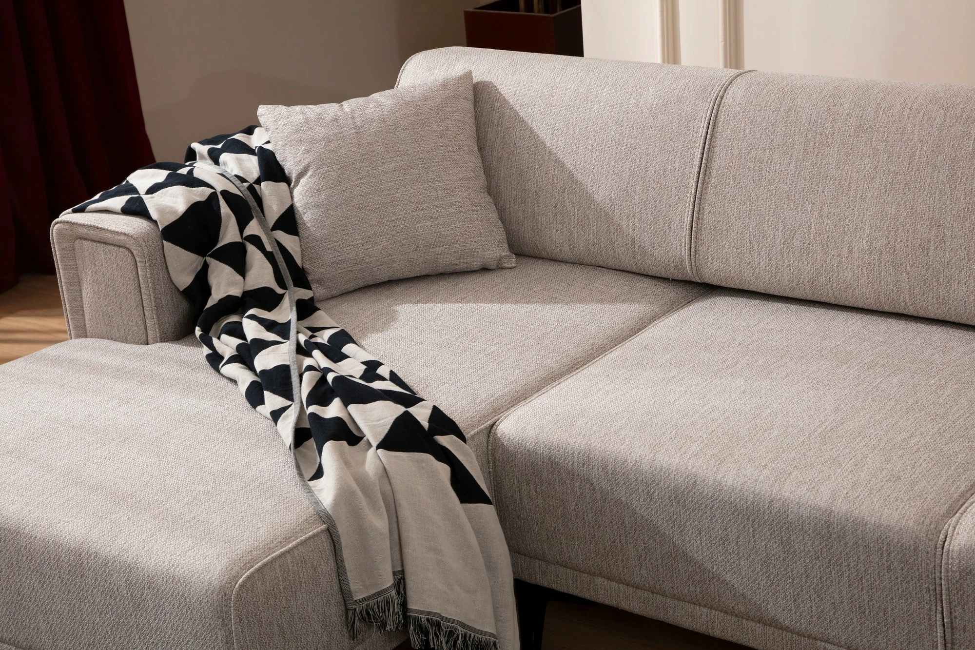 Kënd-sofë shtrat Atelier del Sofa, Horizon majtas, ngjyrë kafe e çelët