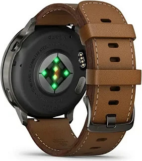Smartwatch Garmin Venu 4 45mm, AMOLED 1.4", rrip lëkure, slate/kafe