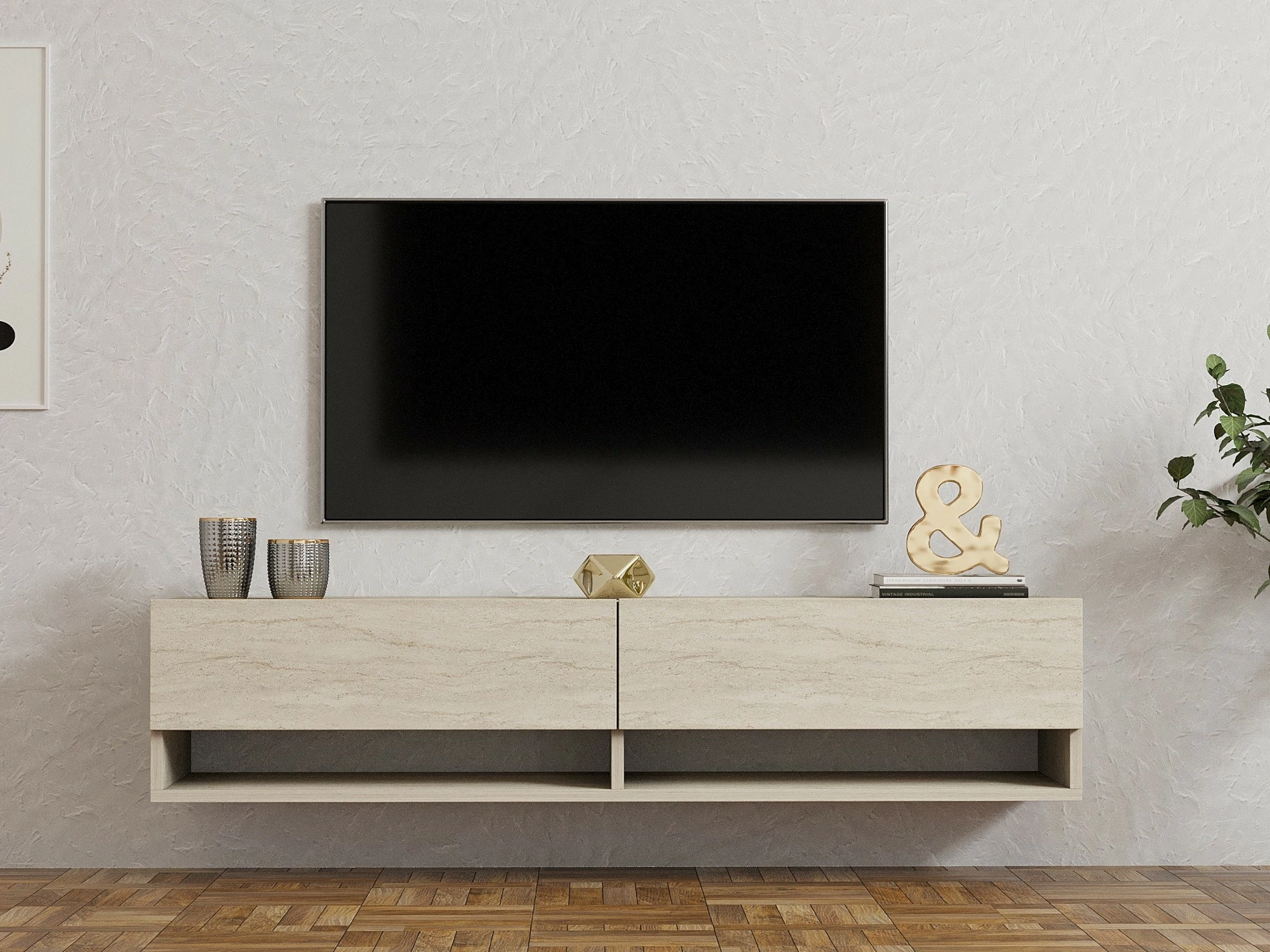 Komodë TV Hanah Home, Arges - ngjyrë travertin