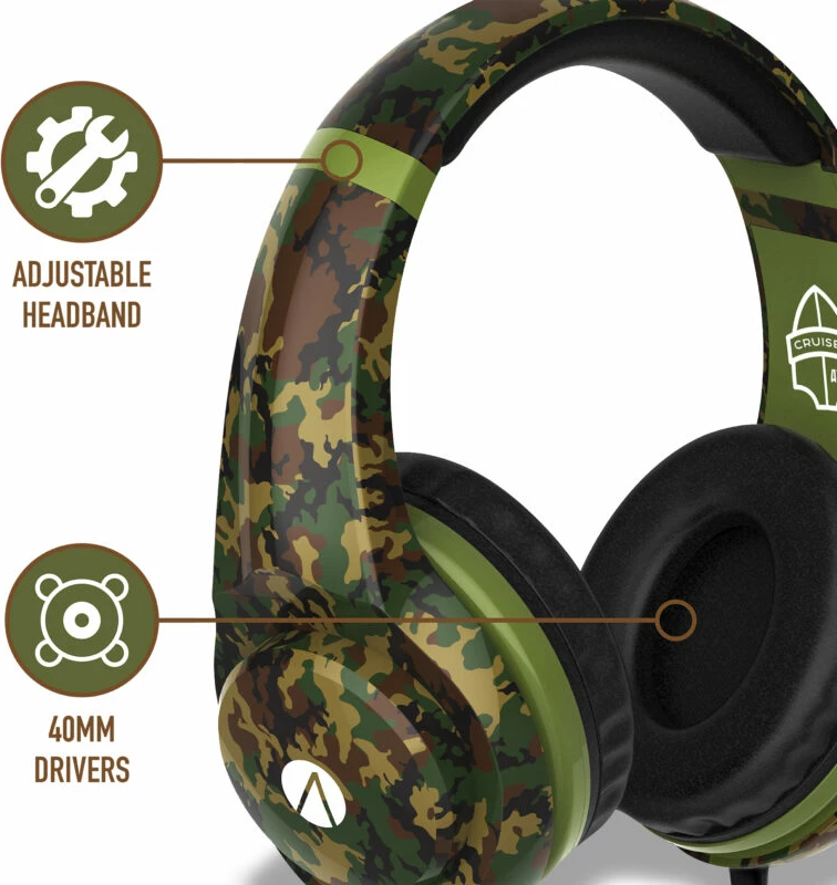 Kufje gaming Stealth Cruiser, stereo 3.5mm me kabllo, mikrofon i heqshëm, 40mm, Camo