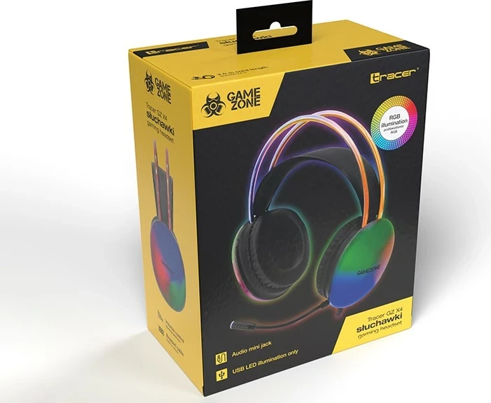 Kufje Tracer GameZone GZ X4, me mikrofon, me dritë RGB, me kabllo, multikolor