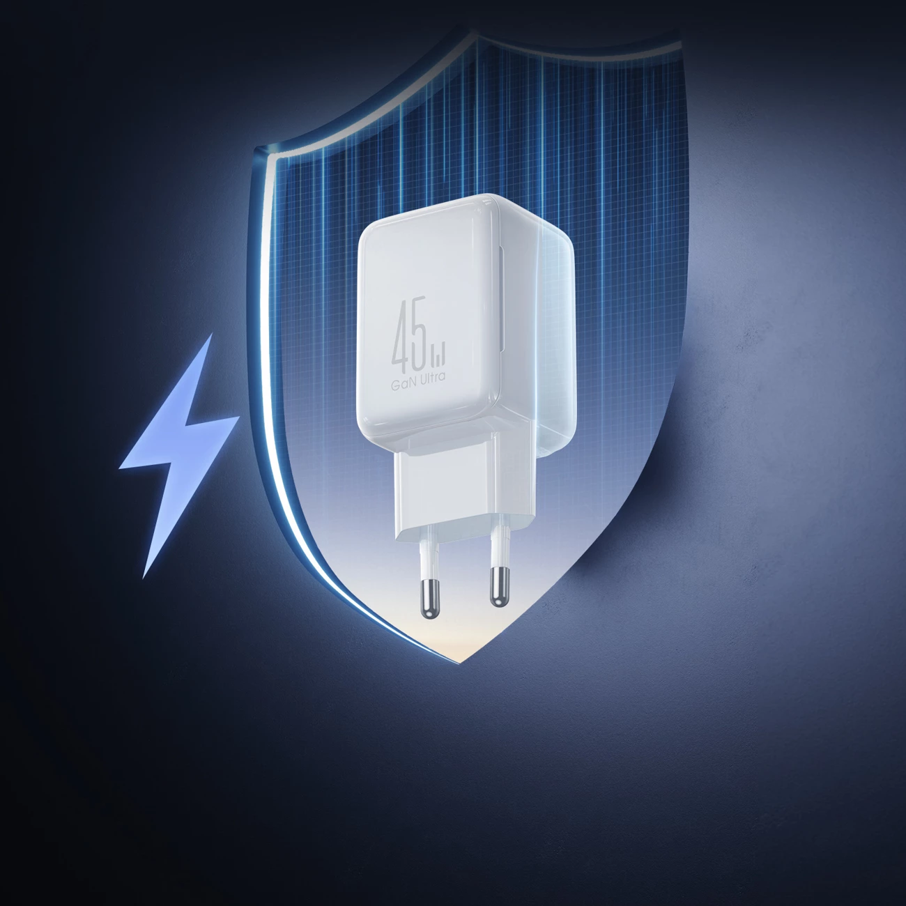 Karikues muri Joyroom JR-TCL05, 45W GaN, 2x USB-C, me organizues kablloje, i bardhë, me kabllo USB-C 1.2m