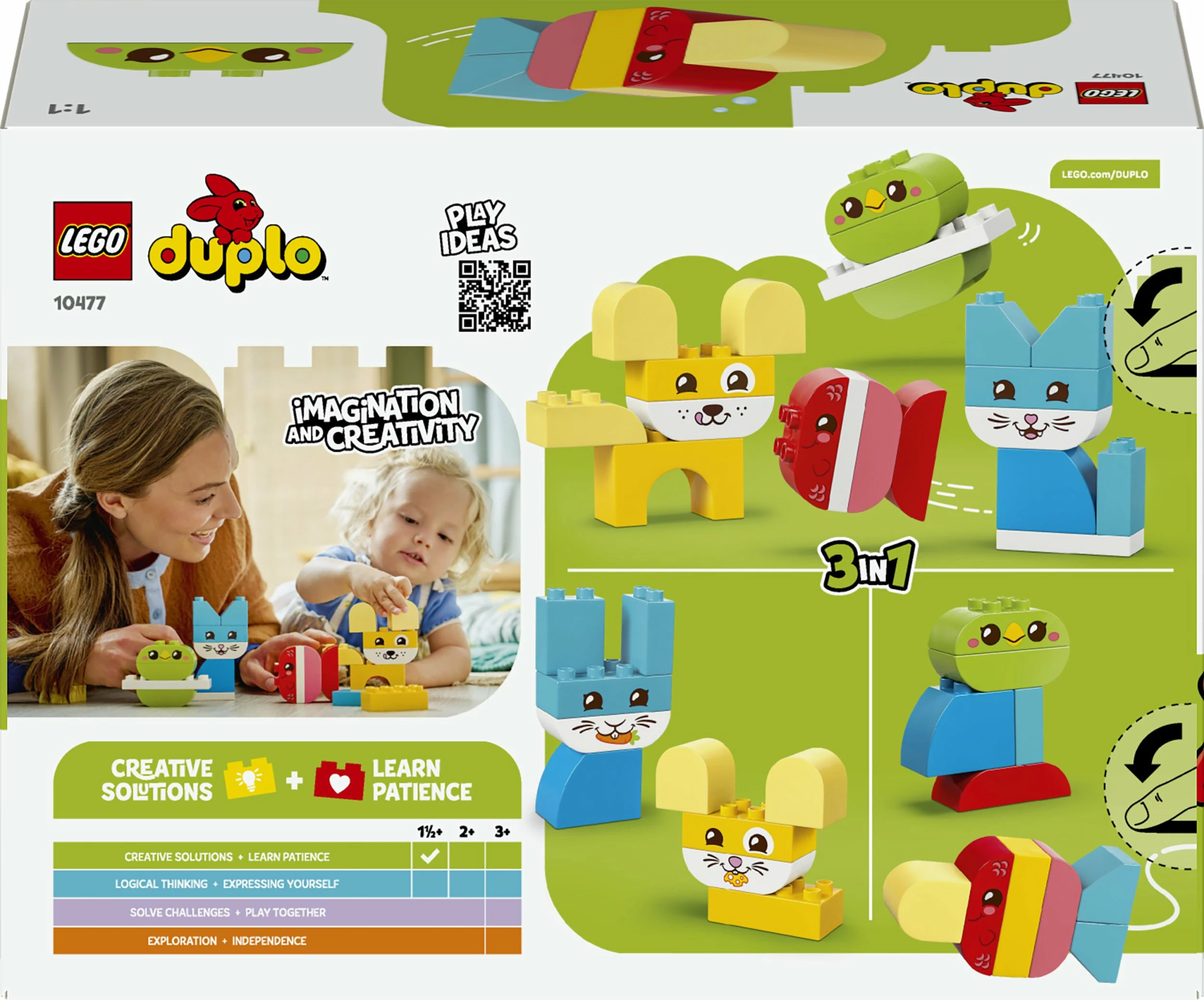 Set kubash LEGO DUPLO Creative Animals 3-në-1 10477, 24 copë
