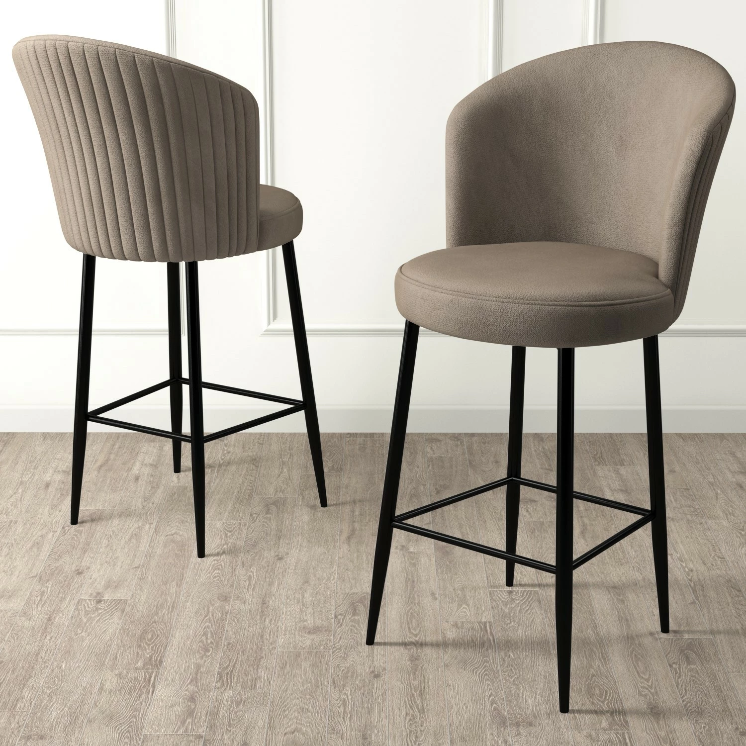 Set karrigesh për bar (6 copë), Hanah Home, Alte, kapuçino, e zezë