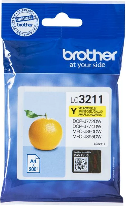 Kasetë boje, Brother LC-3211Y, origjinale, për printerë të përputhshëm DCP-J772DW/J774DW/MFC-J890DW/J895DW, e verdhë