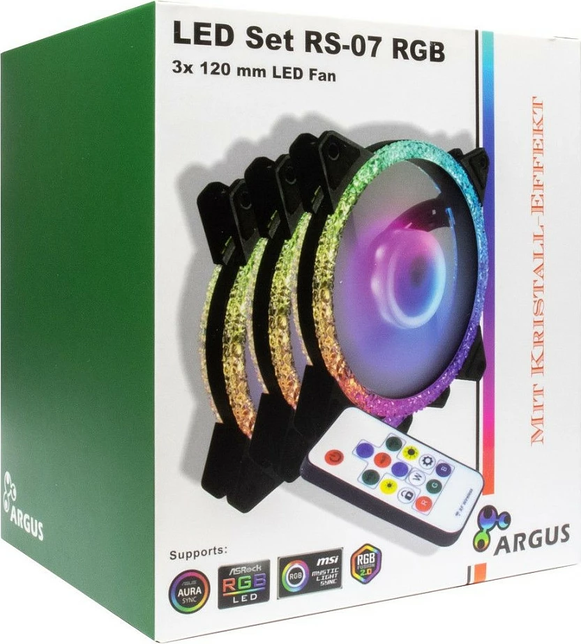 Ventilatorë kasë Inter-Tech ARGUS RS-07, set 3x 120mm RGB LED, me telekomandë