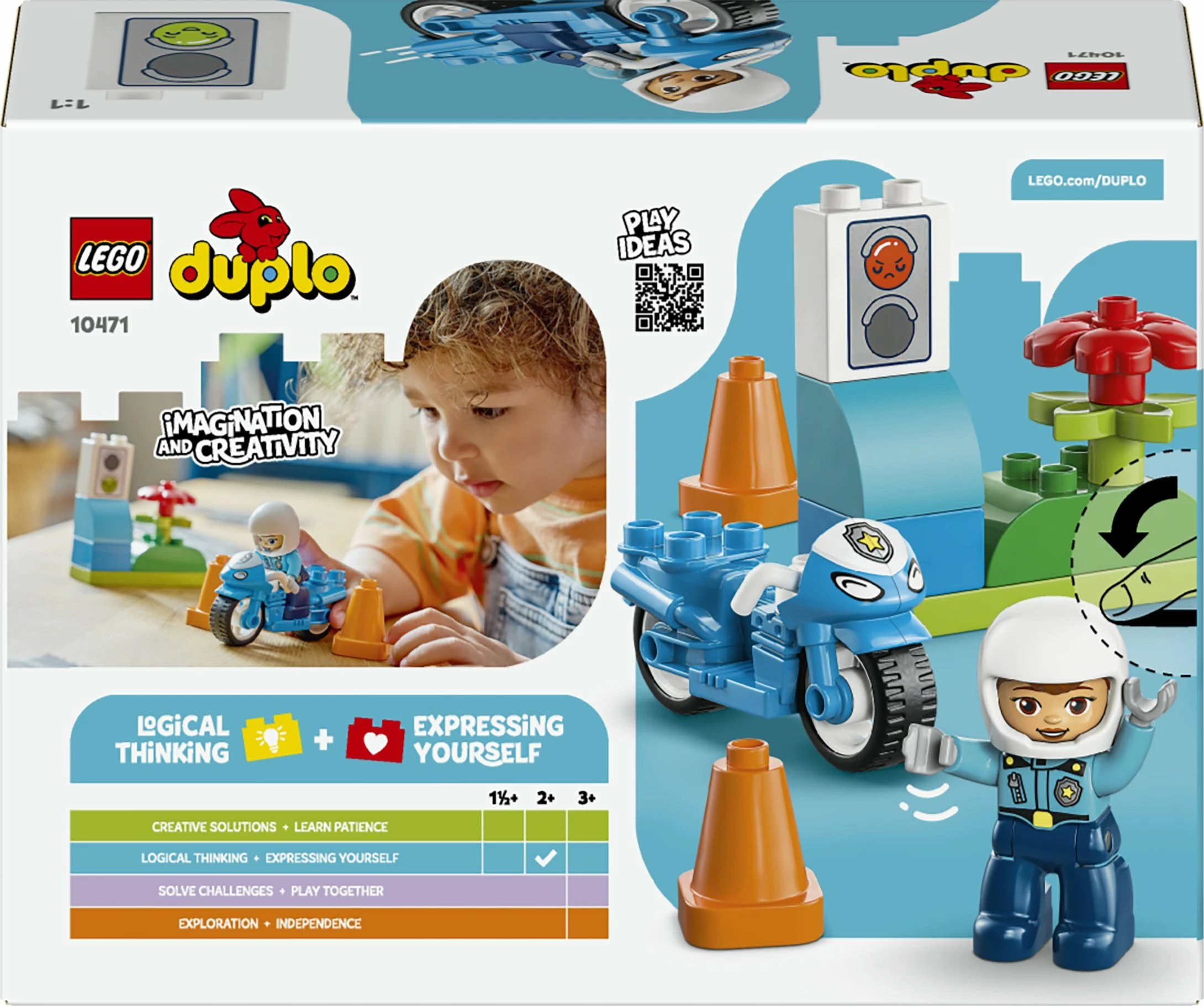 Set ndërtimi LEGO DUPLO Blue Police Motorcycle 10471, 11 copë, 2+ vjeç, blu
