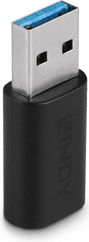 Adapter USB LINDY USB 3.2 Type-A në Type-C, 10Gbps, i zi