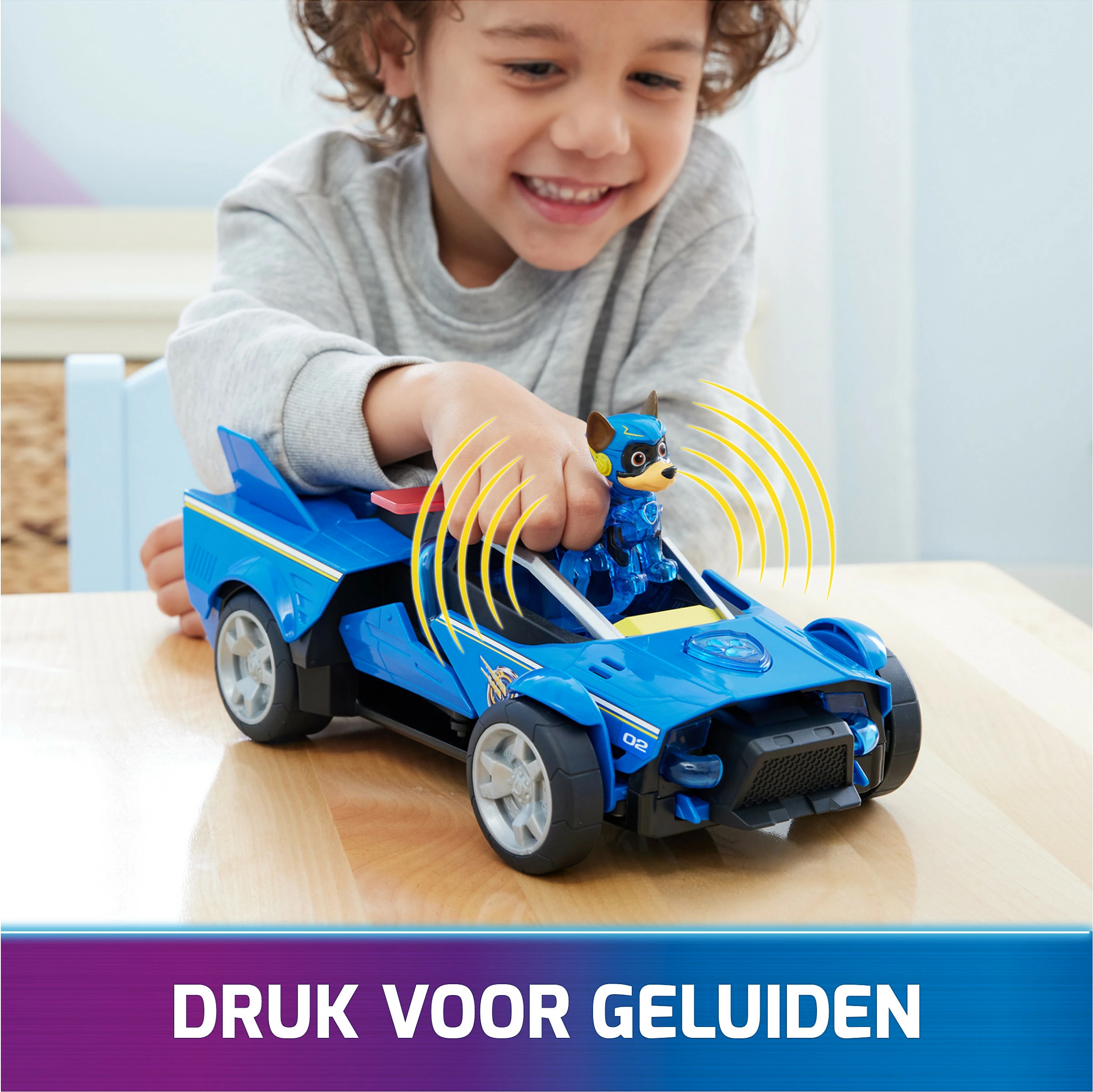 Veturë lodër SPIN MASTER PAW Patrol Mighty Transforming Cruiser Chase, drita dhe tinguj, me figurë, blu