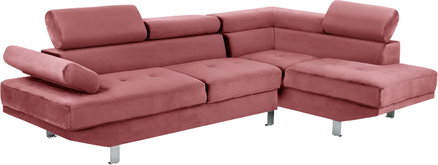 Divan qoshe FAITH, ngjyrë rozë e pluhurosur, këmbë metalike, FH3156.02, 254x79-160x70H-84H cm