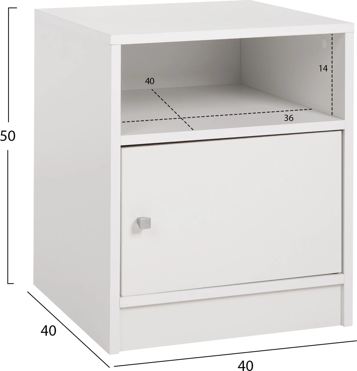 Komodinë MALORY FH2205.05 melaminë e bardhë 40x40x50H cm