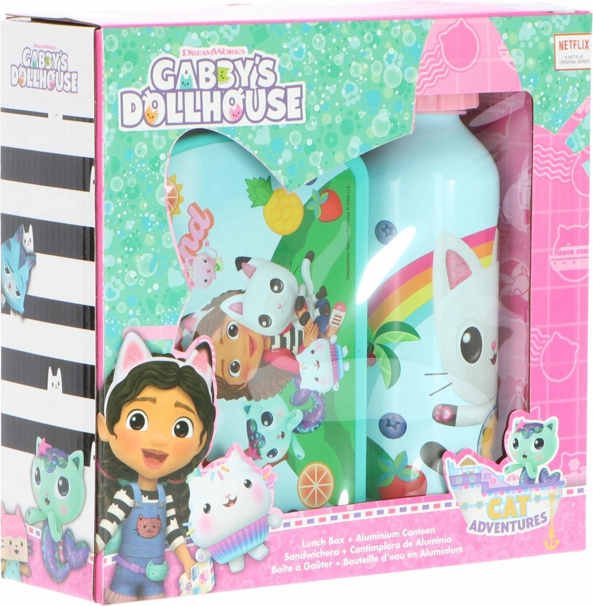 Set shishe uji dhe kuti ushqimi Kids Euroswan Cat House Gabi GD00079 500 ml turkeze, 2 copë