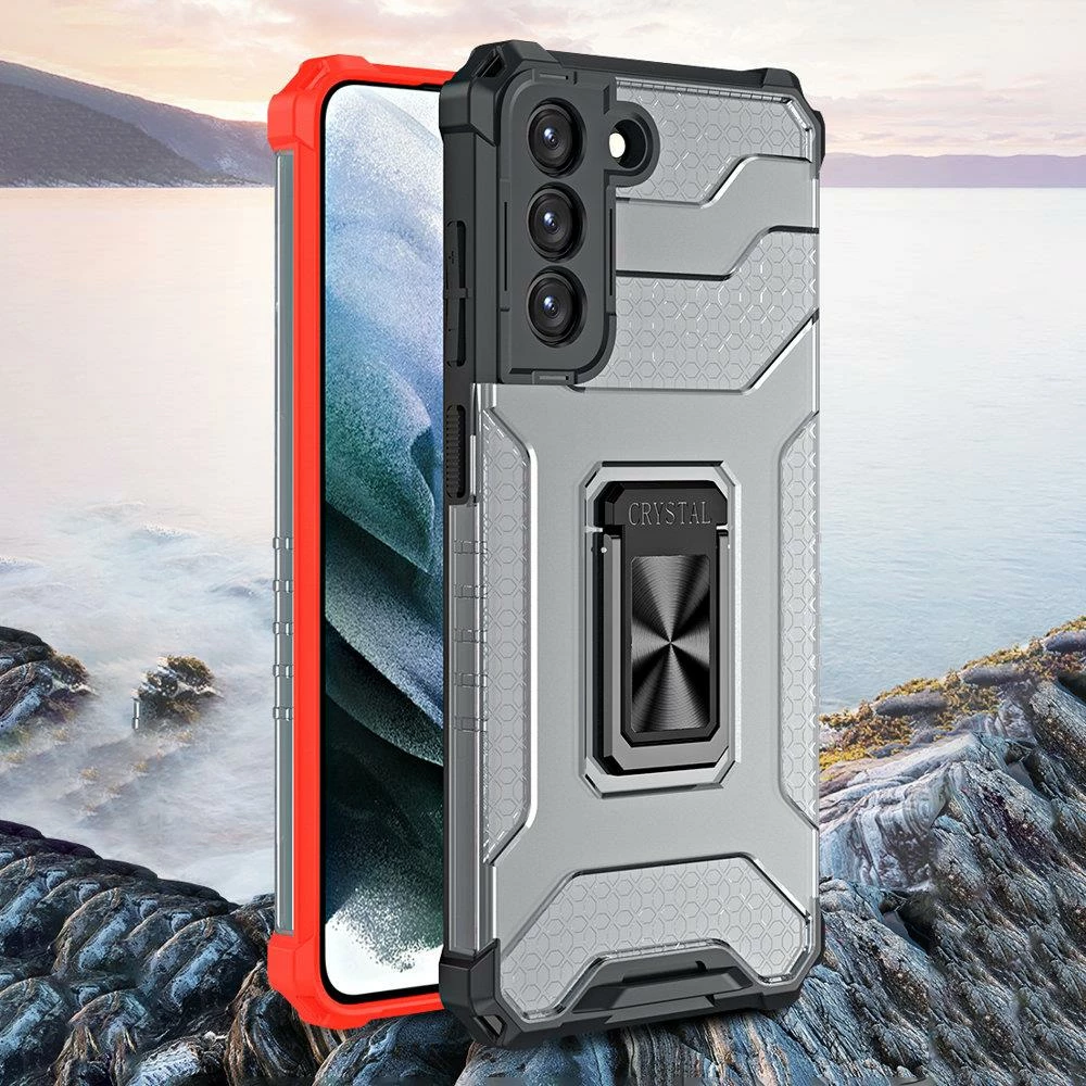 Mbështjellës Hurtel Crystal Ring Case për Samsung Galaxy S22+, i zi