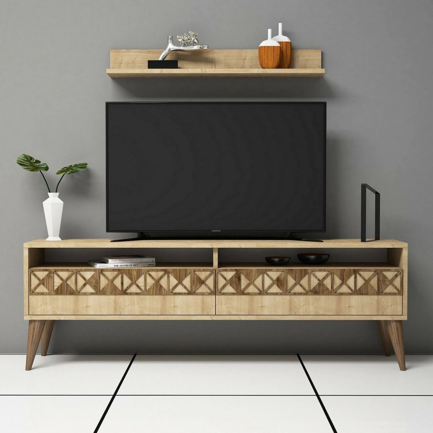 Komodë TV Hanah Home, model Line, ngjyrë lisi