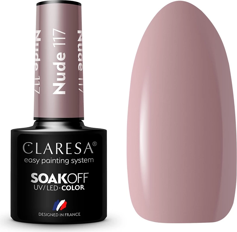 Llak për thonj për femra Claresa Soak Off UV/LED Nude Hybrid 117, 5g