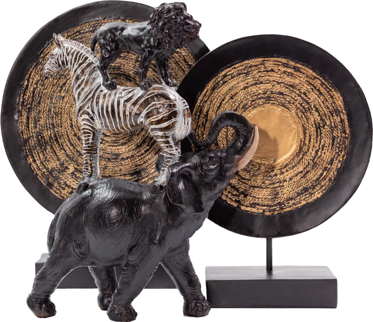 Dekor HAUSA 2 Totem, polirezina, metal, ngjyrë e zezë dhe ari, 33x8x40cm