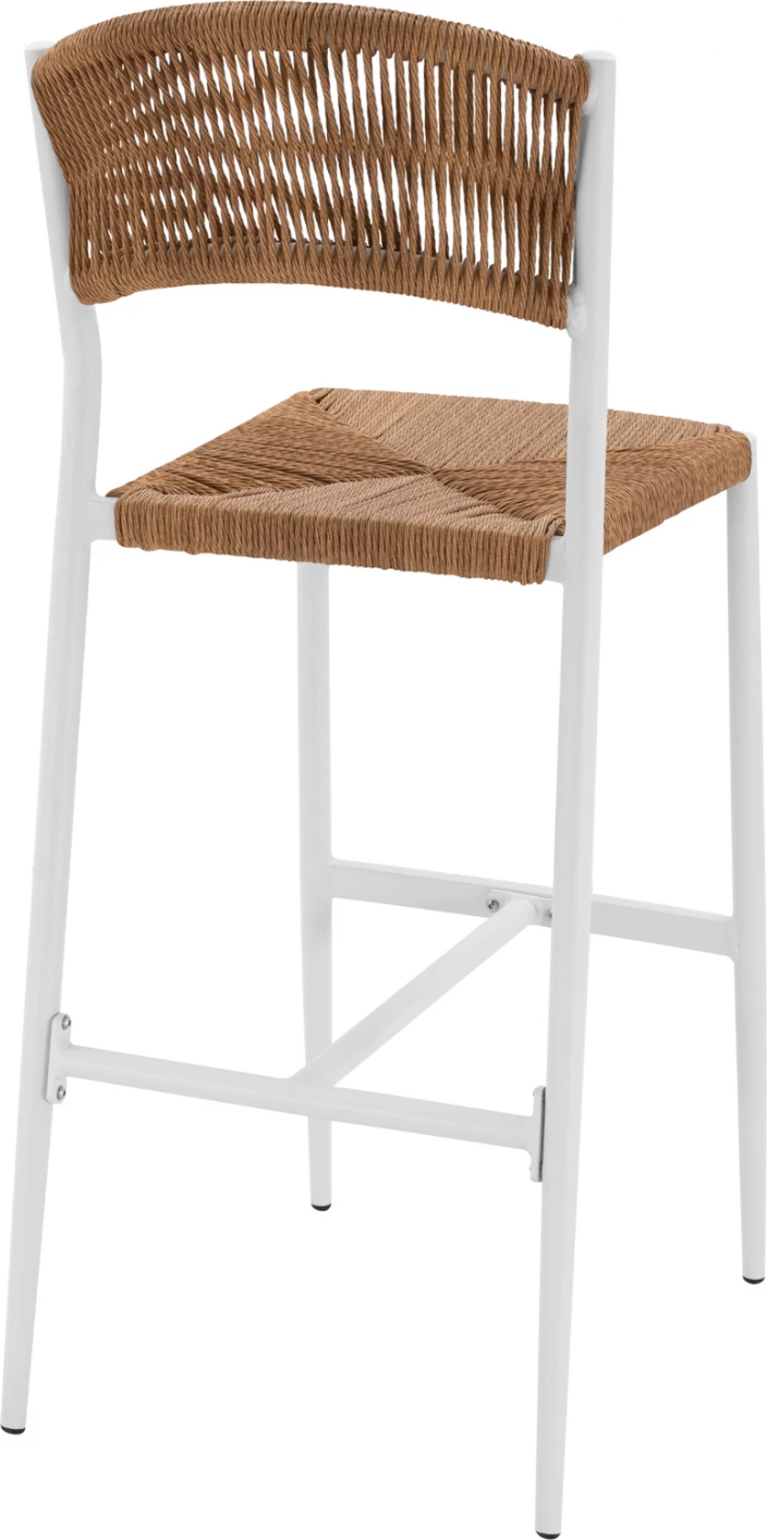 Karrige për bar alumini e bardhë me PE litar bezhë FH5789.01 45,5x56x111 cm