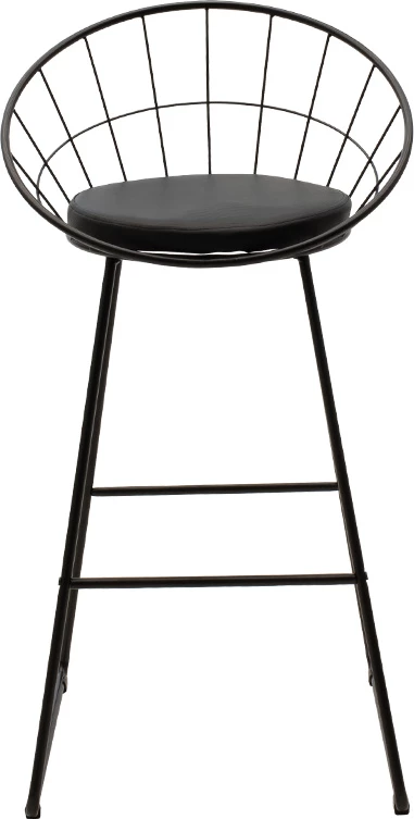 Karrige për bar Seth, metal i zi, jastëk PVC i zi