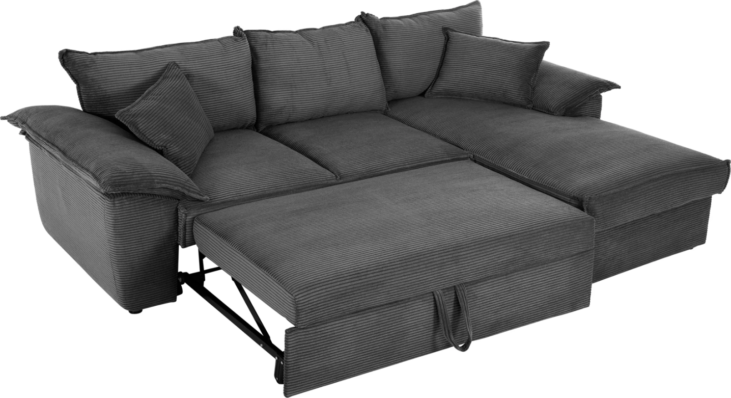 Kënd divan-shtrat me hapësirë ruajtëse ALDO FH3276.02R pëlhurë antracit 256x91-159x87Hcm
