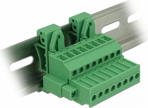 Bllok terminali DeLOCK 65940, 8 pika lidhjeje, DIN rail, AWG 24-12, i gjelbër