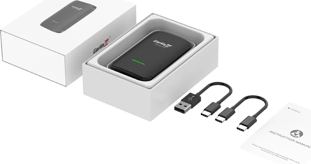 Adapter wireless Carlinkit CP2A PRO për CarPlay/Android Auto, i zi, set me 2 kabllo