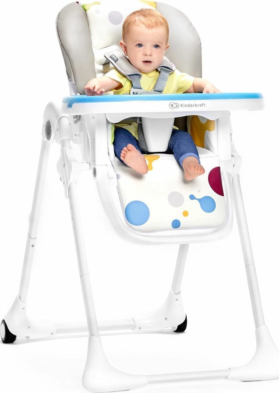 Karrige ushqimi 2n1 KinderKraft Yummy, e palosshme, me rrota, 7 nivele lartësie, multikolore