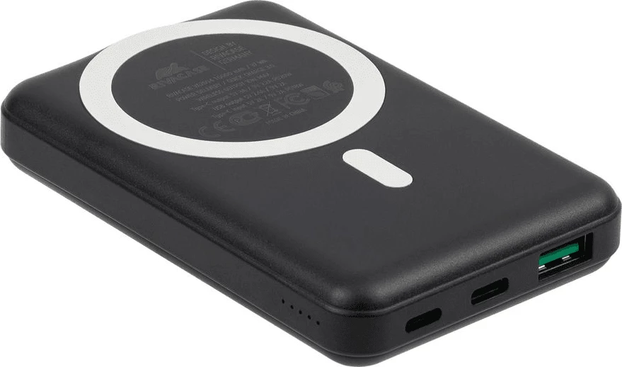 Powerbank magnetik MagSafe RIVACASE VA2604 10000mAh 20W Qi 15W me mbajtëse, e zezë