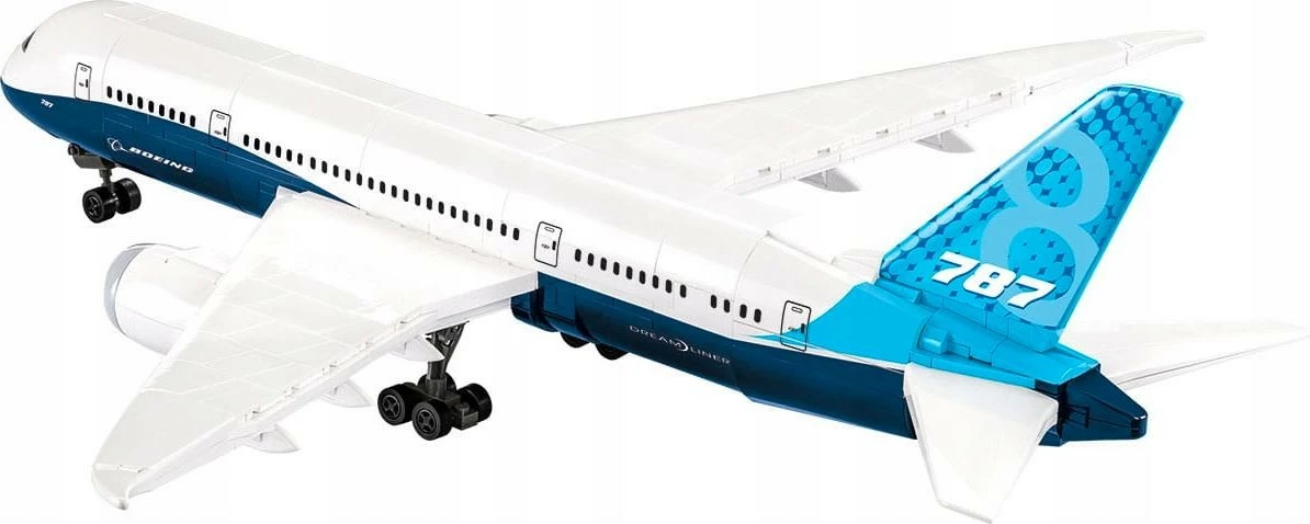 Set blloqesh ndërtimi Cobi Klocki Boeing 787 Dreamliner, 836 pjesë, Blu/Bardhë