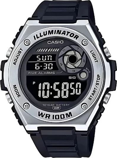 Orë dore Casio MWD-100H-1BV, e argjendtë/zezë