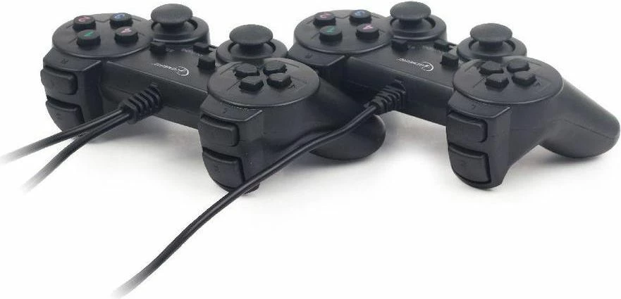 Gamepad Gembird JPD-UDV2-01, me kabllo USB, dual vibration, 2 copë, i zi