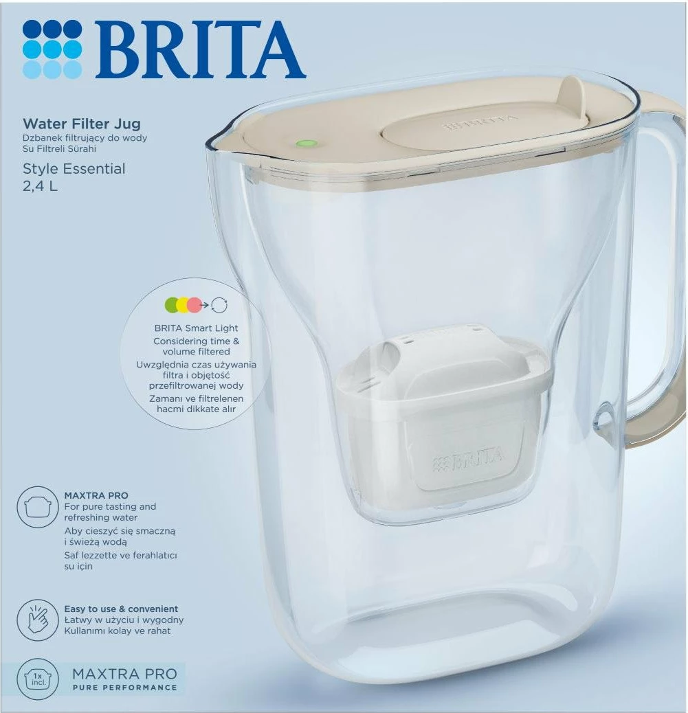 Kanarë filtruese uji Brita Style Essential 2.4 L me filtër Maxtra Pro Pure Performance, 1 copë, kafe